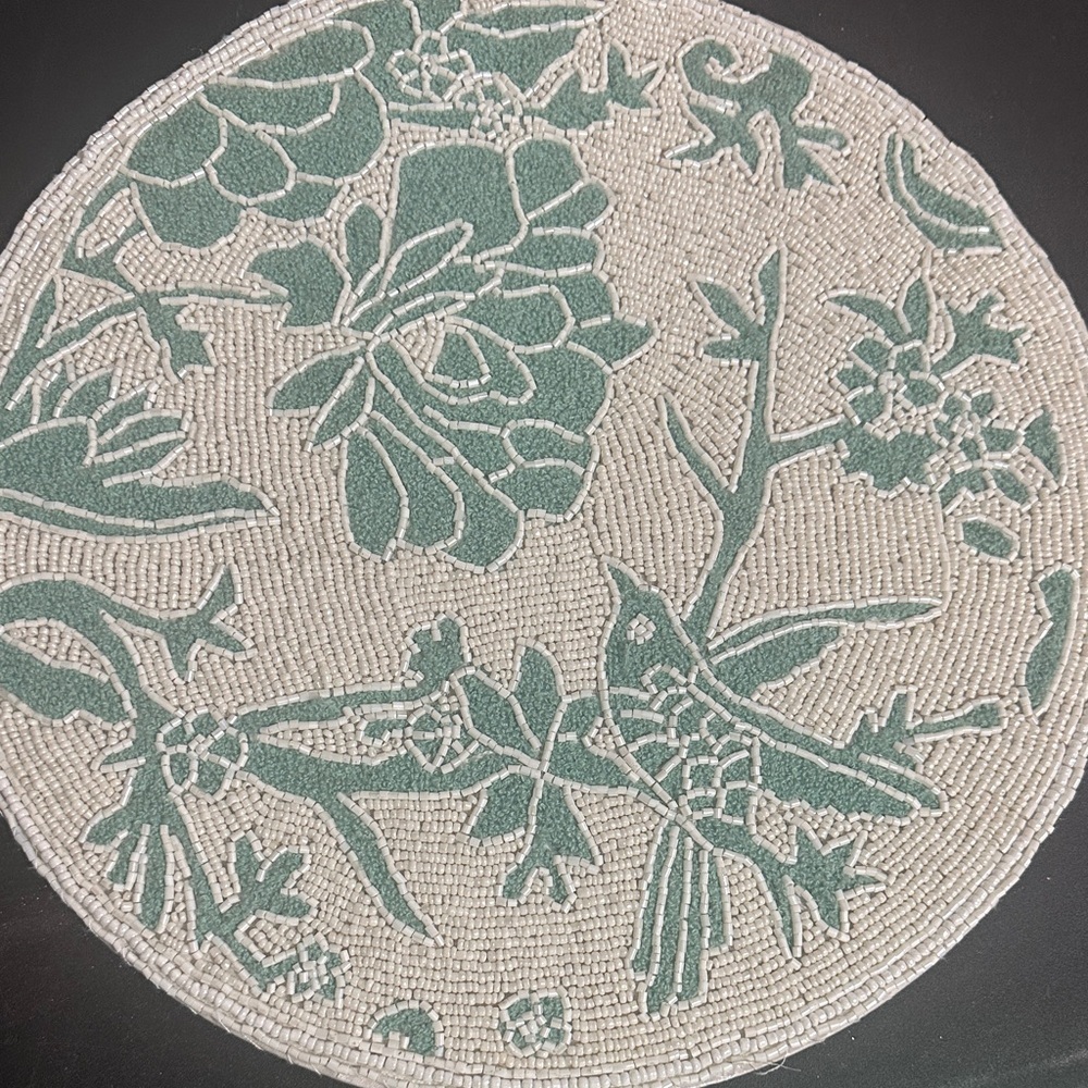 Tahari beaded floral bird charger 15”